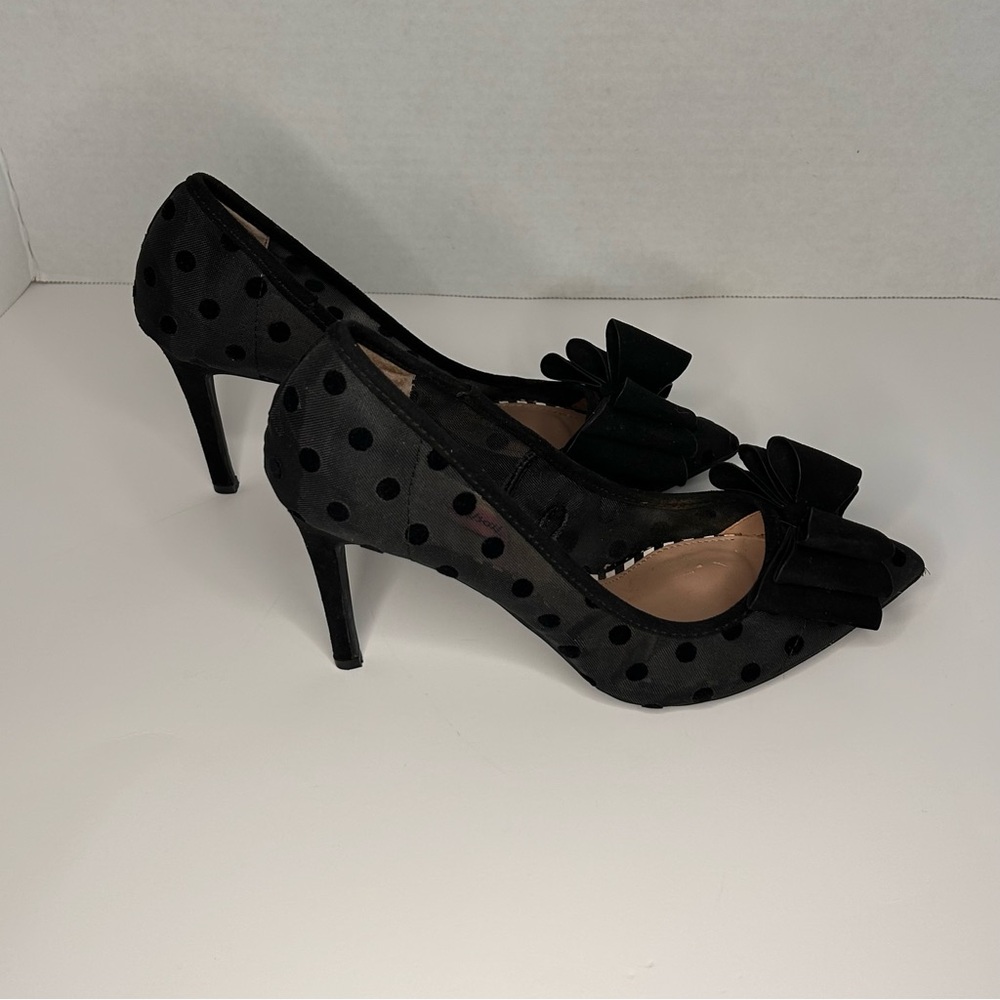 Betsey Johnson Black Polka Dot Heels - Picture 4 of 10